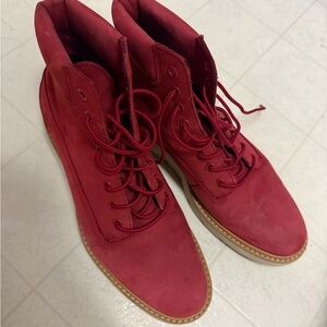Timberland  Vibrant Red Lace-Up Ankle Boots